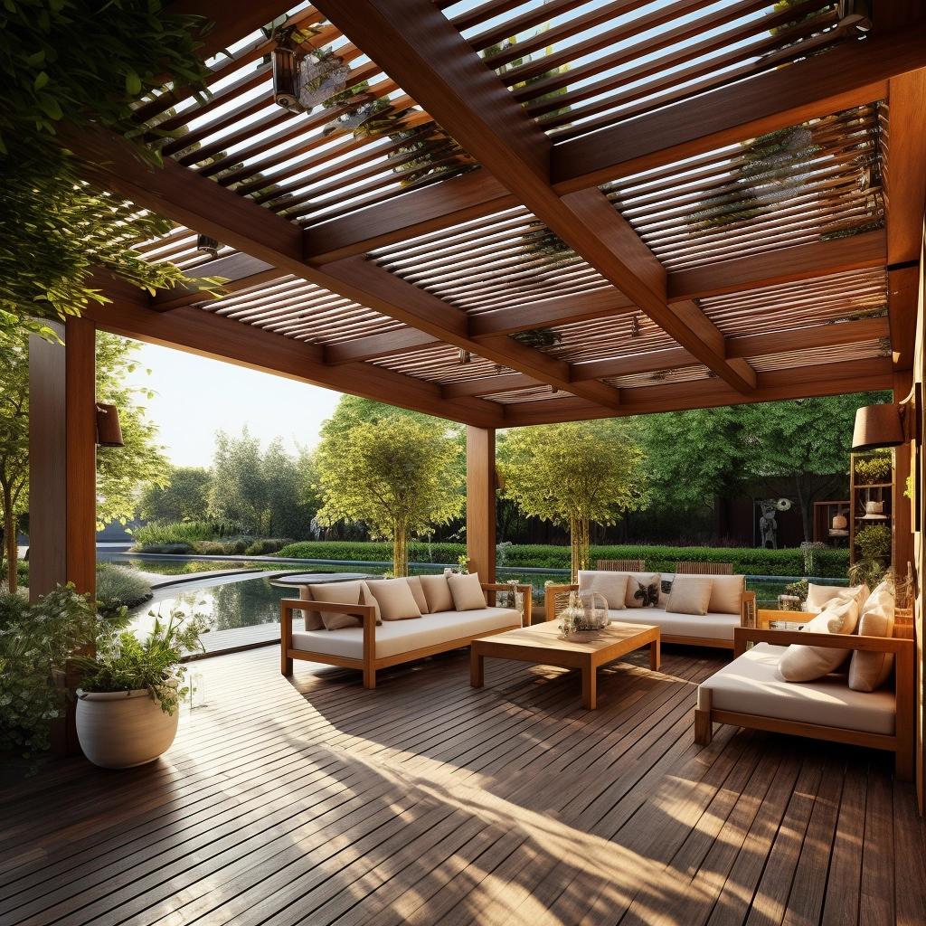 pergolado com piso de madeira