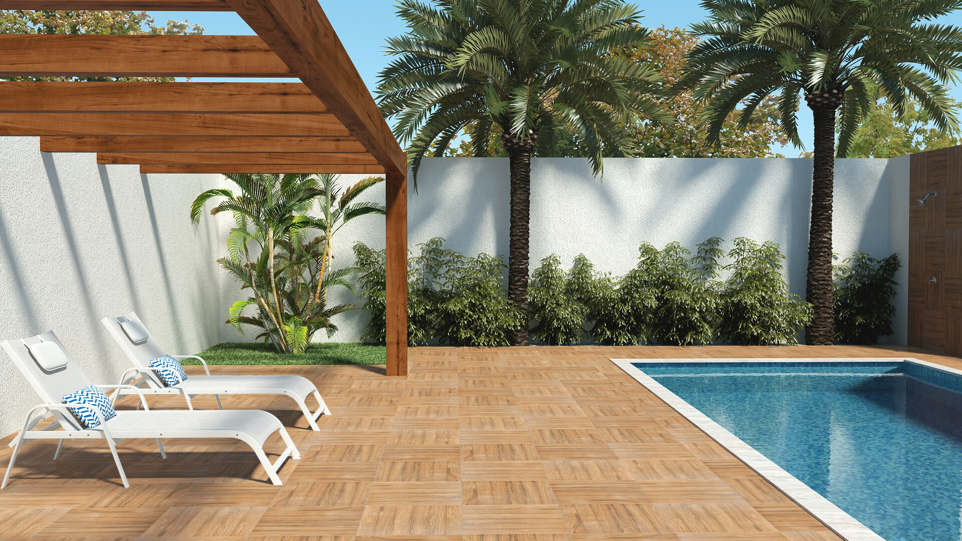 pergolado de madeira em sua área externa