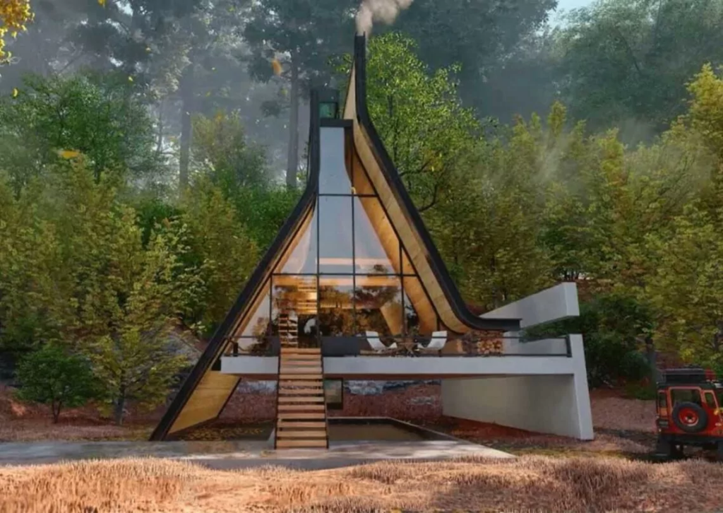 Chalé de madeira moderno