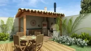 area de lazer de madeira