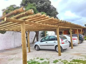 garagem de pergolado de eucalipto