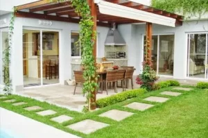 pergolado de madeira para area gourmet