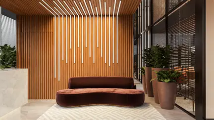 painel de madeira com luzes