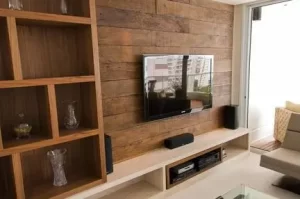 painel para tv de madeira rústica