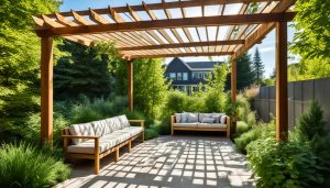 pergolado de madeira com vidro