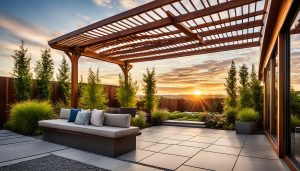 pergolado de madeira na porta de entrada