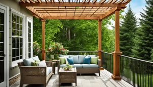 pergolado na frente da varanda