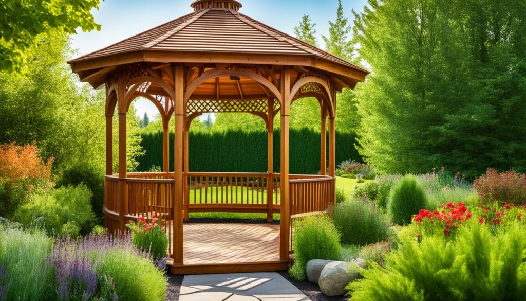 gazebos com cobertura de madeira para jardim