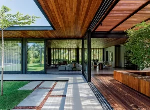 pergolado de madeira em L